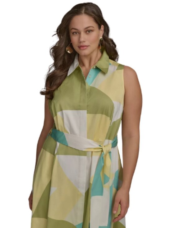 Donna Karen New York DKNY Green Kiwi Midi Dress Cocktail Formal Event Size  24W